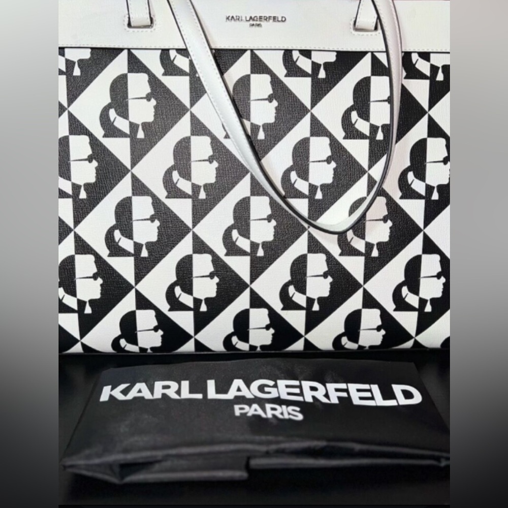 🔥NWT KARL LAGERFELD PARIS Maybelle Logo Square Tote Bag Comes with Dust Bag